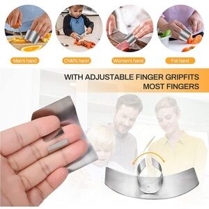 4 Pack Adjustable Stainless Steel Finger Guard for Cutting